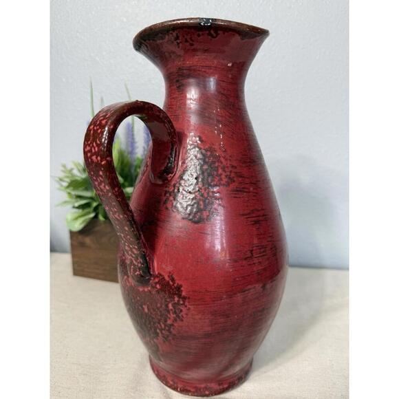 Vintage Sculpture pitcher vase Red 13 inch tall brick red decorative Lava Italy - Picture 4 of 9